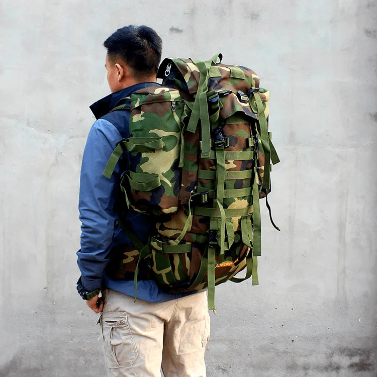 80L Hiking Backpack with Rain Cover-Black
