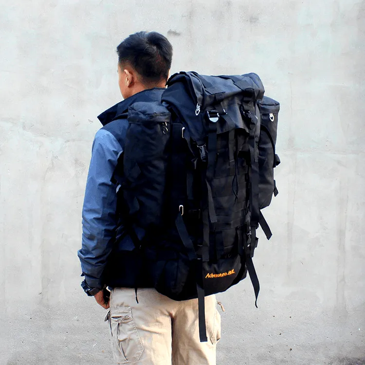 80L Hiking Backpack with Rain Cover-Black