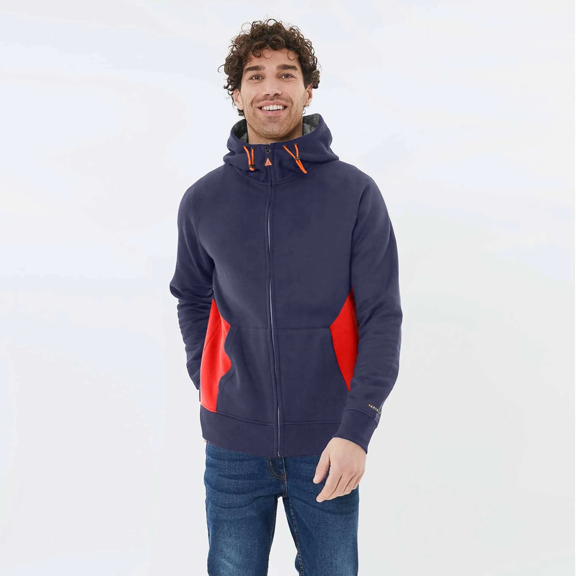 Axinite Unisex AX 96 Contrast Panel Fleece Zipper Hoodie