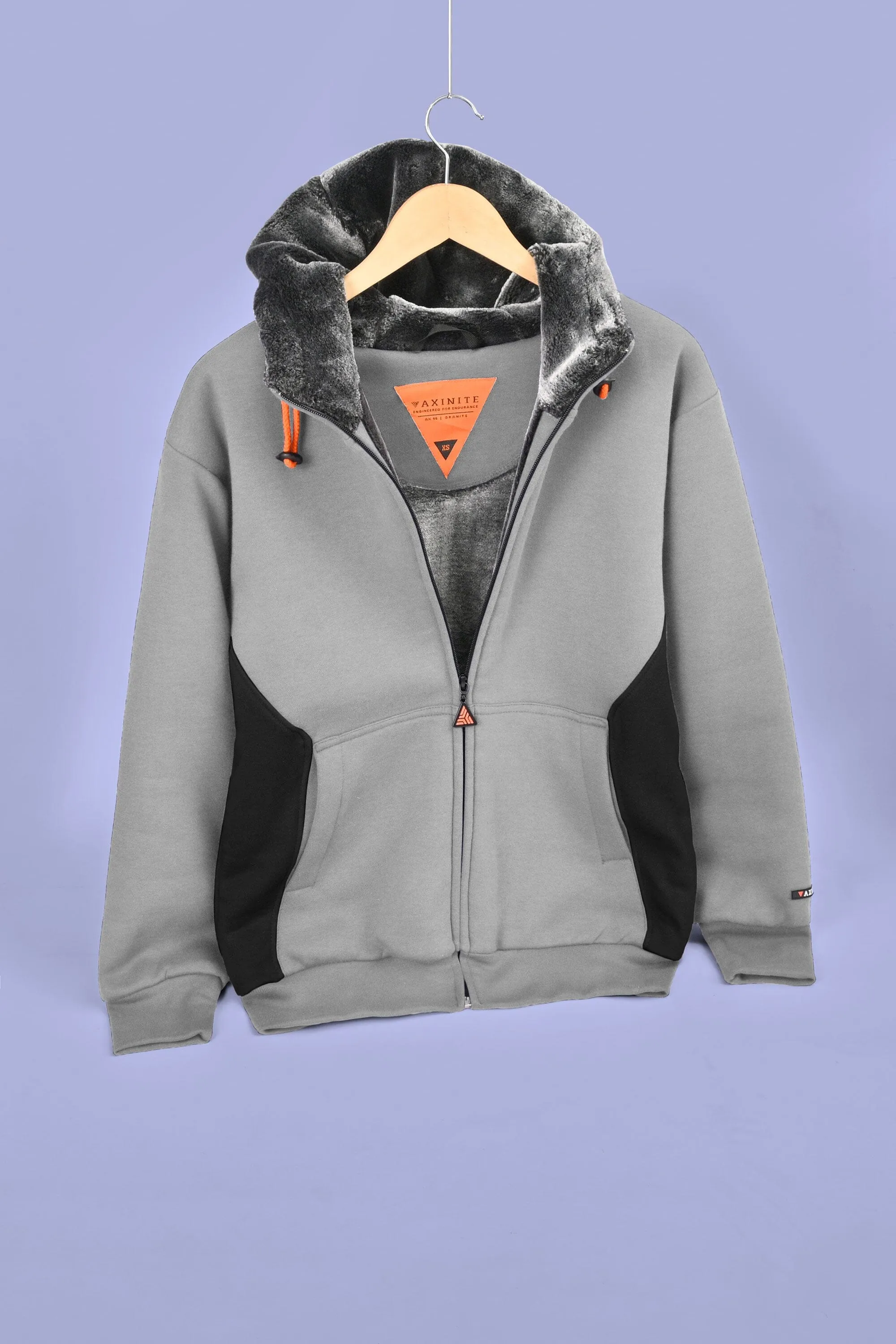 Axinite Unisex AX 96 Contrast Panel Fleece Zipper Hoodie