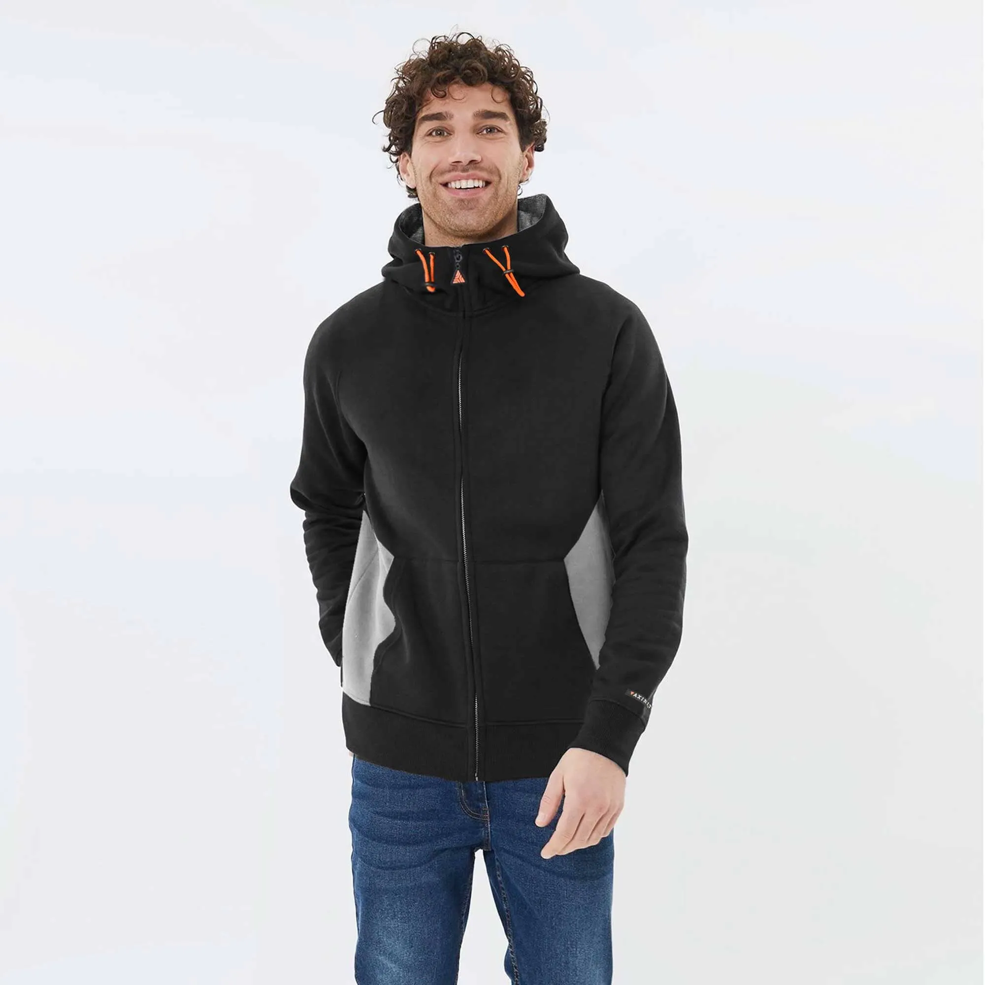 Axinite Unisex AX 96 Contrast Panel Fleece Zipper Hoodie