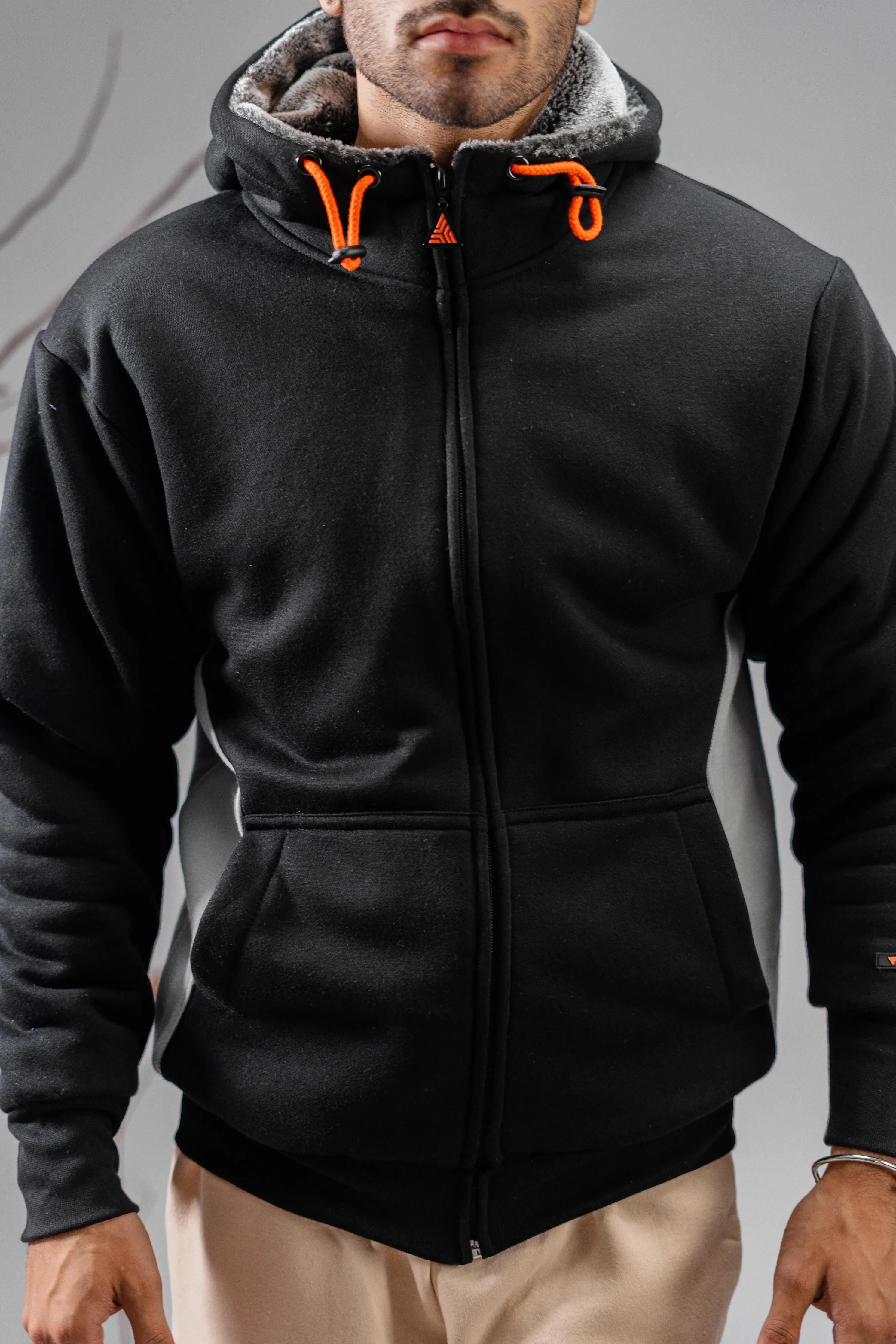Axinite Unisex AX 96 Contrast Panel Fleece Zipper Hoodie