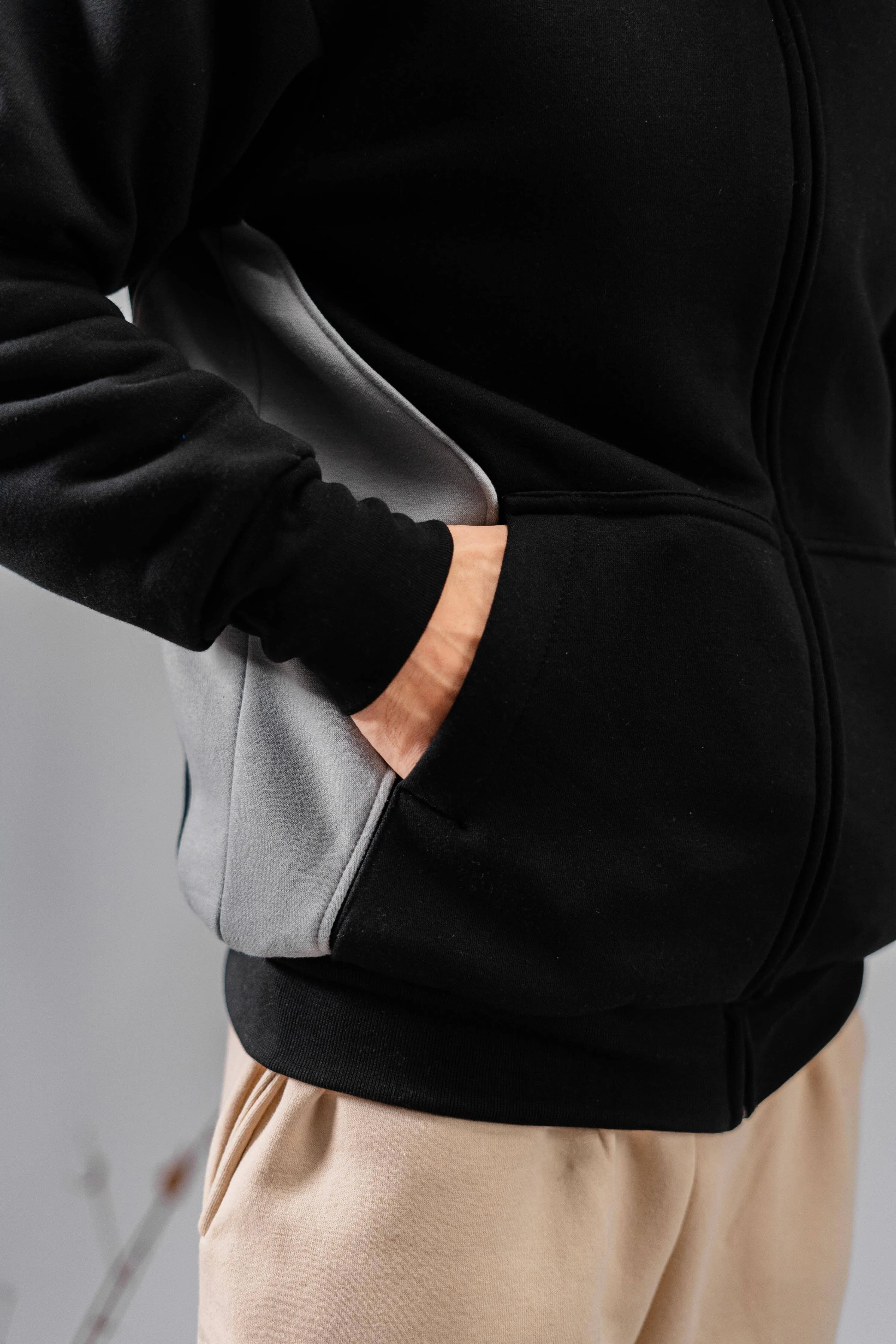 Axinite Unisex AX 96 Contrast Panel Fleece Zipper Hoodie