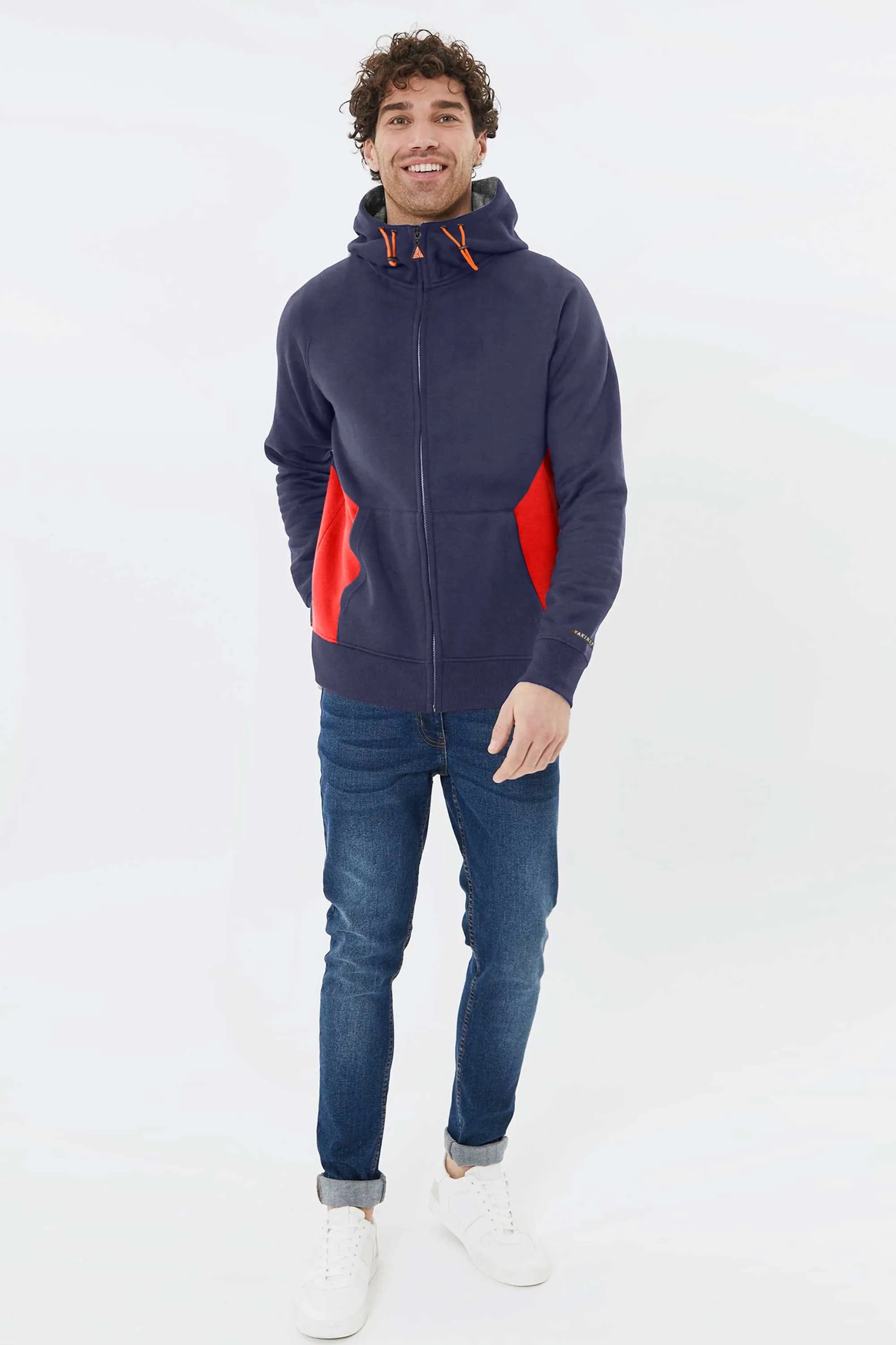 Axinite Unisex AX 96 Contrast Panel Fleece Zipper Hoodie