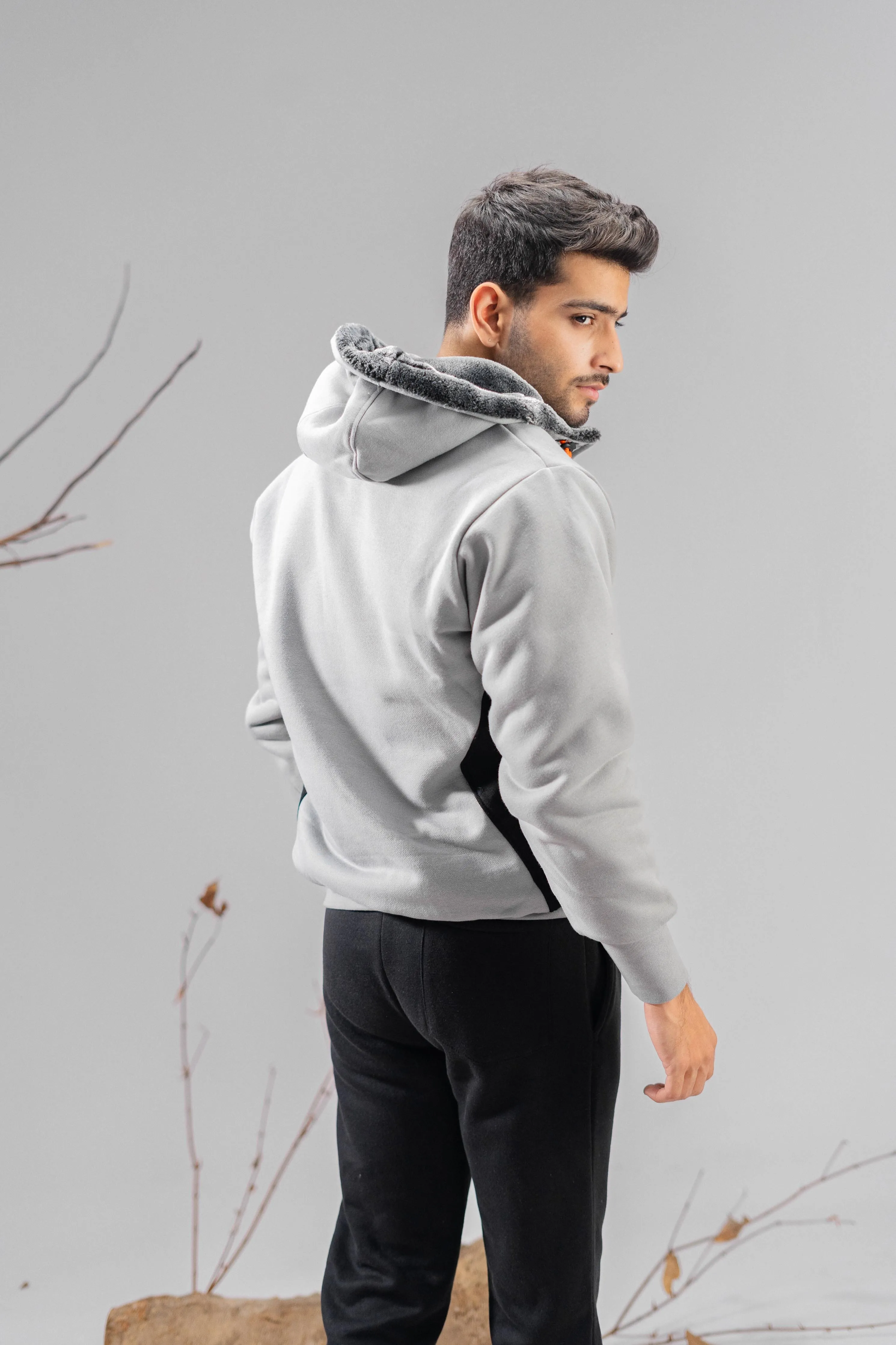 Axinite Unisex AX 96 Contrast Panel Fleece Zipper Hoodie