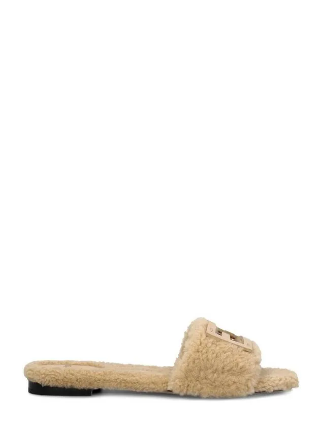Baguette Leather Slide Slippers Ivory