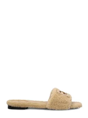Baguette Leather Slide Slippers Ivory