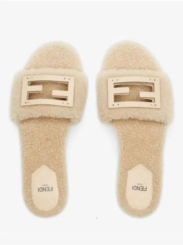 Baguette Leather Slide Slippers Ivory