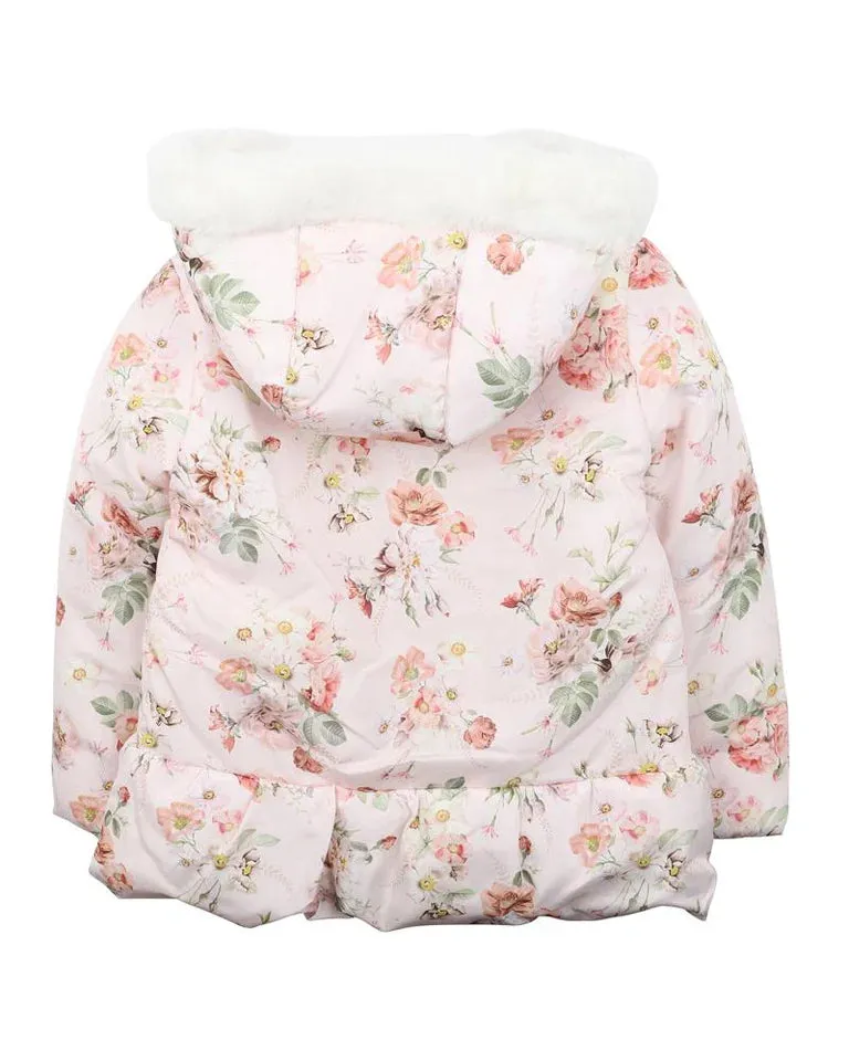 BEBE DOTTI PRINT HOODED COAT 3-7 YRS