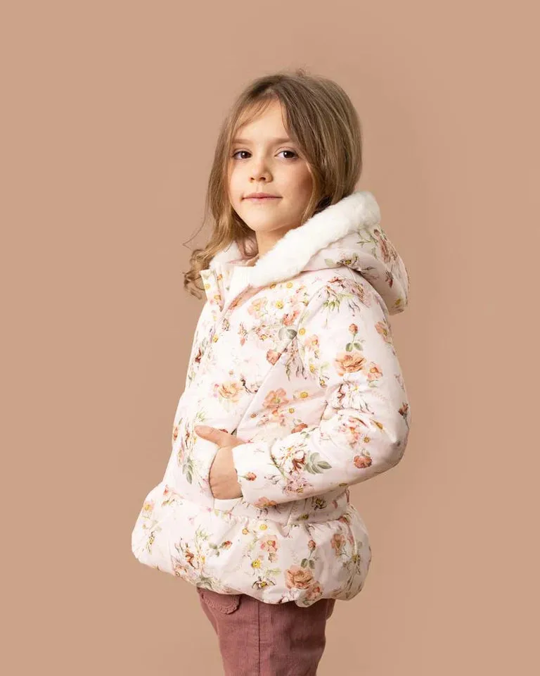 BEBE DOTTI PRINT HOODED COAT 3-7 YRS