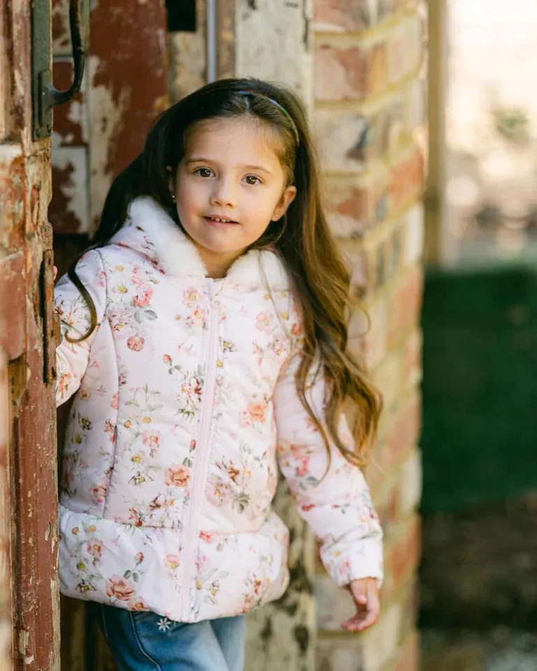 BEBE DOTTI PRINT HOODED COAT 3-7 YRS