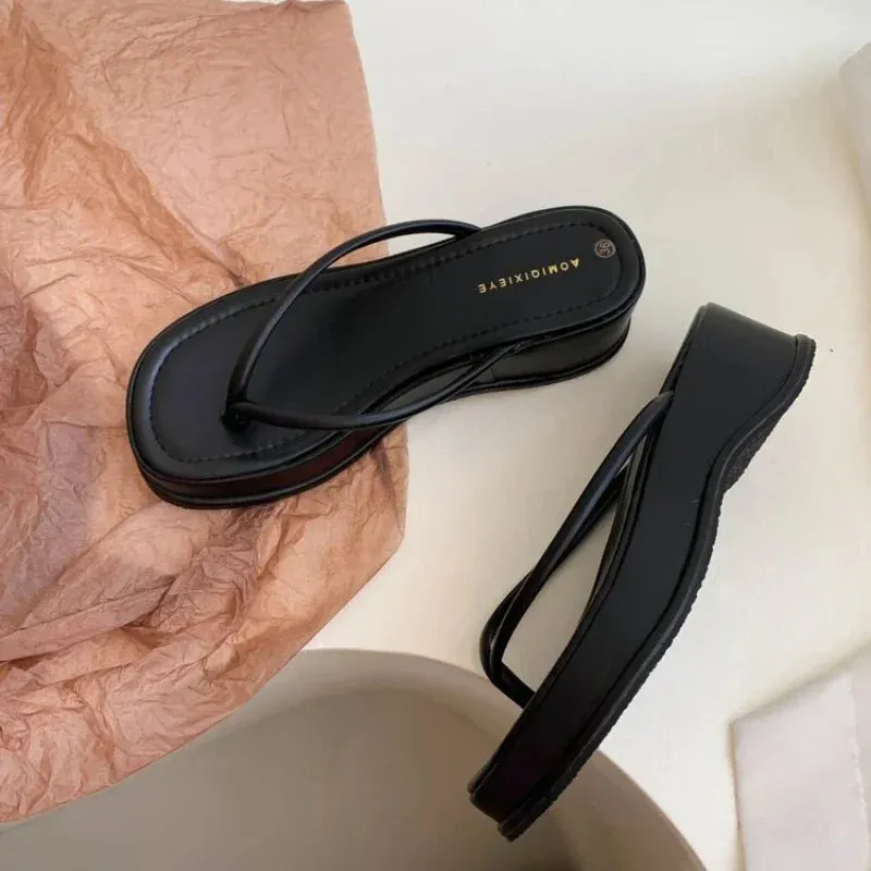 binfenxie  -  2024 Summer Platform Women Flip Flop Slippers Slip on Shoes Ladies Casual Wedges Female Outdoor Party Slides White Sandalias