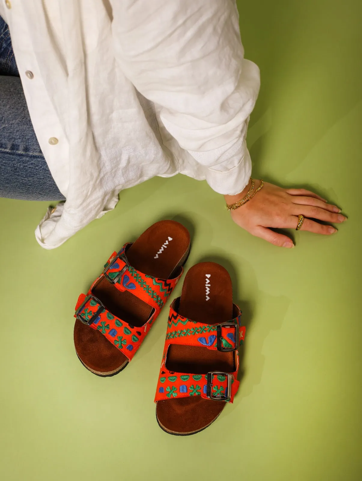 Boho Lines Slides Hot Orange