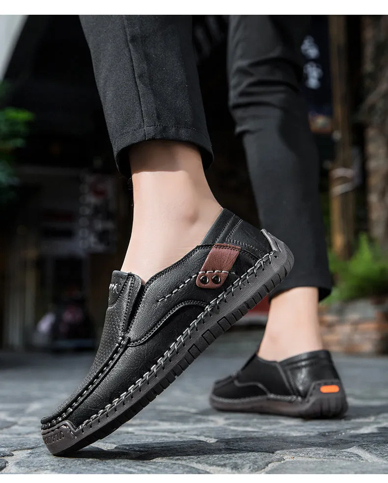 Bootara Handmade Men's Slip-On Loafers Casual Outdoor Genuine Leather Shoes