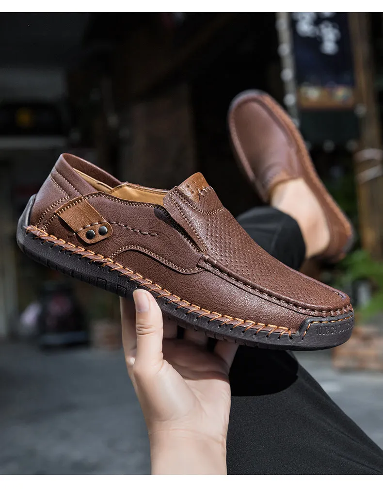 Bootara Handmade Men's Slip-On Loafers Casual Outdoor Genuine Leather Shoes