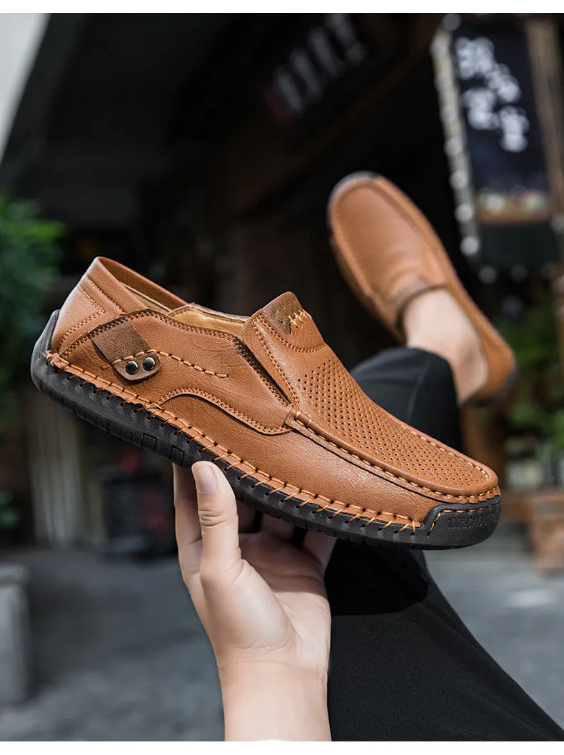Bootara Handmade Men's Slip-On Loafers Casual Outdoor Genuine Leather Shoes