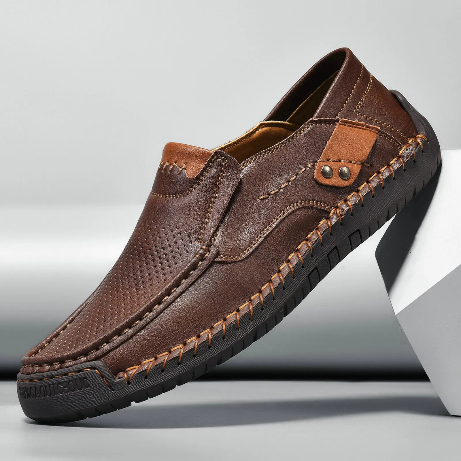 Bootara Handmade Men's Slip-On Loafers Casual Outdoor Genuine Leather Shoes