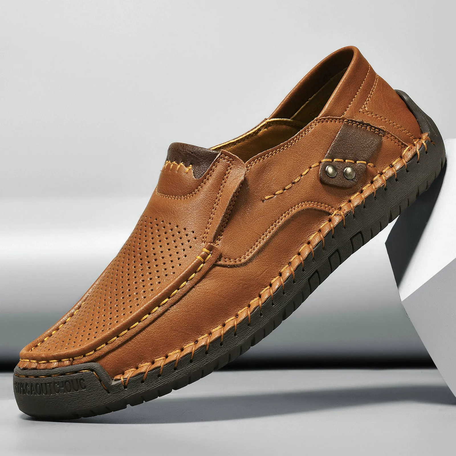 Bootara Handmade Men's Slip-On Loafers Casual Outdoor Genuine Leather Shoes