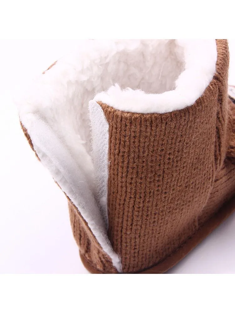 Brown Winter Cute Baby Bear Style Fleecee-lined Snow Boots