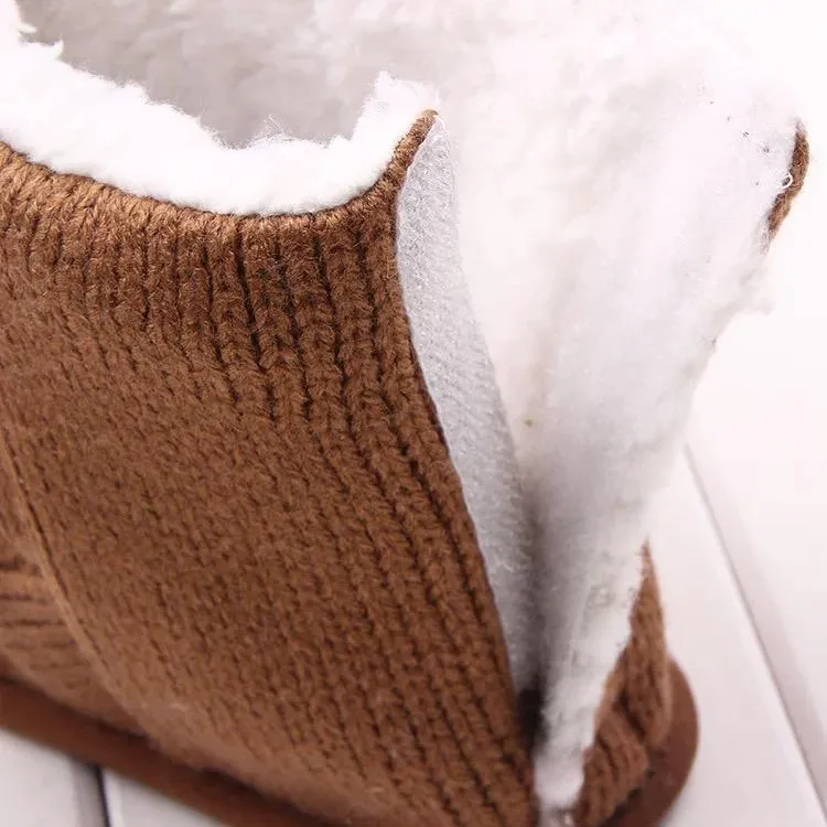 Brown Winter Cute Baby Bear Style Fleecee-lined Snow Boots