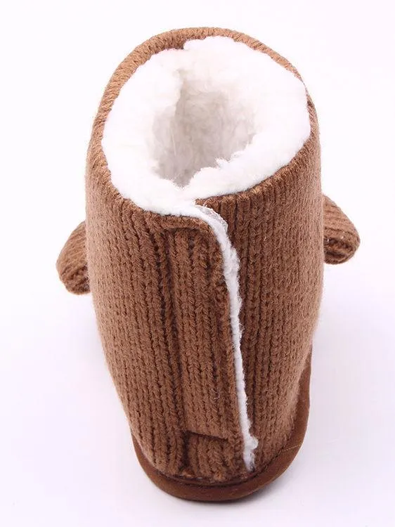 Brown Winter Cute Baby Bear Style Fleecee-lined Snow Boots