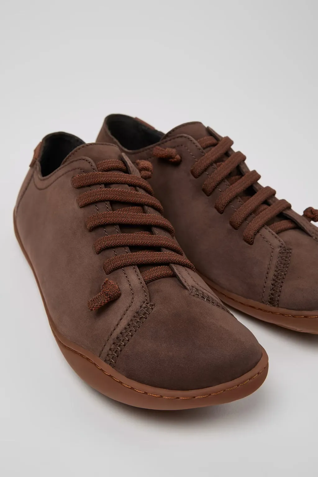 Camper Women's 20848 Peu Leather Lace-Up Casual Shoes Brown