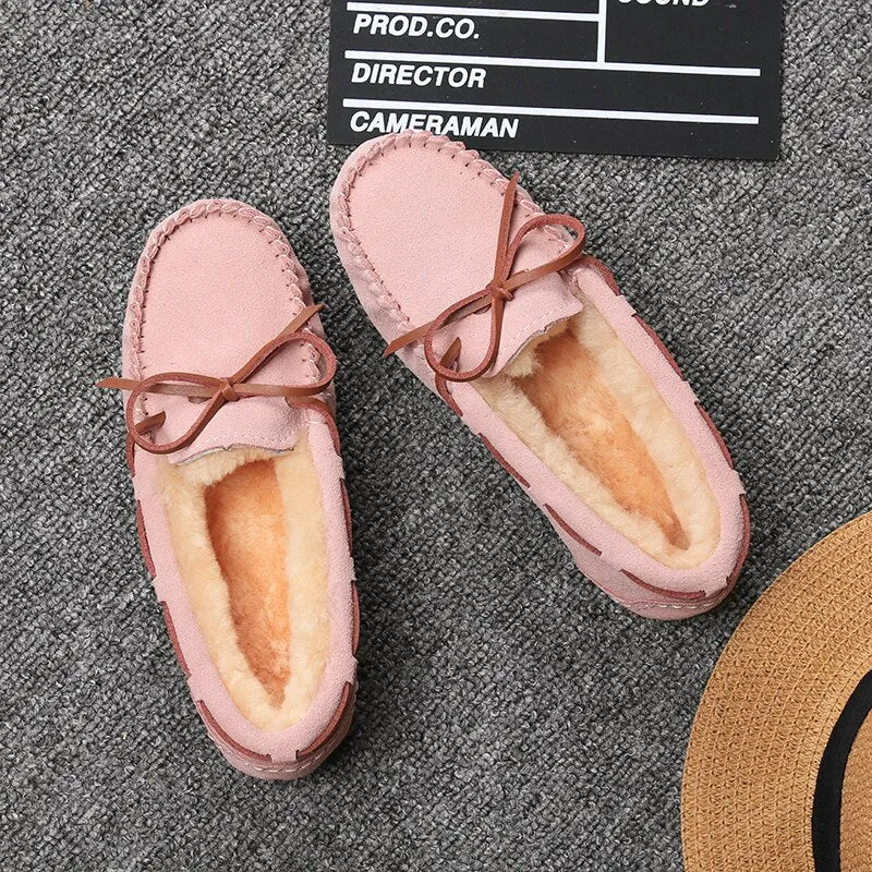 Cilool Shoes Women Winter Warm Flat Shoes
