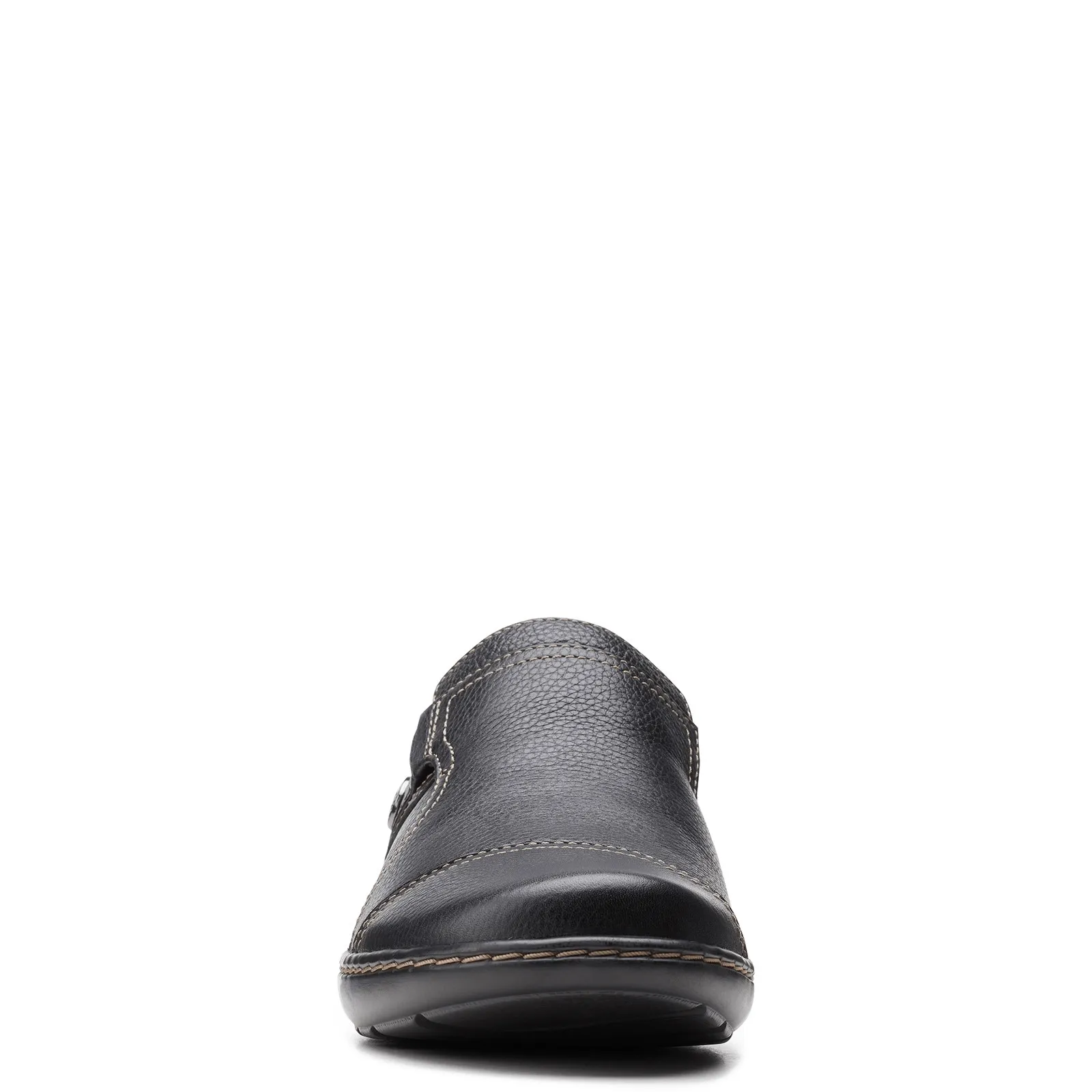 Clarks Women's Cora Poppy Slip Ons- Black Leather