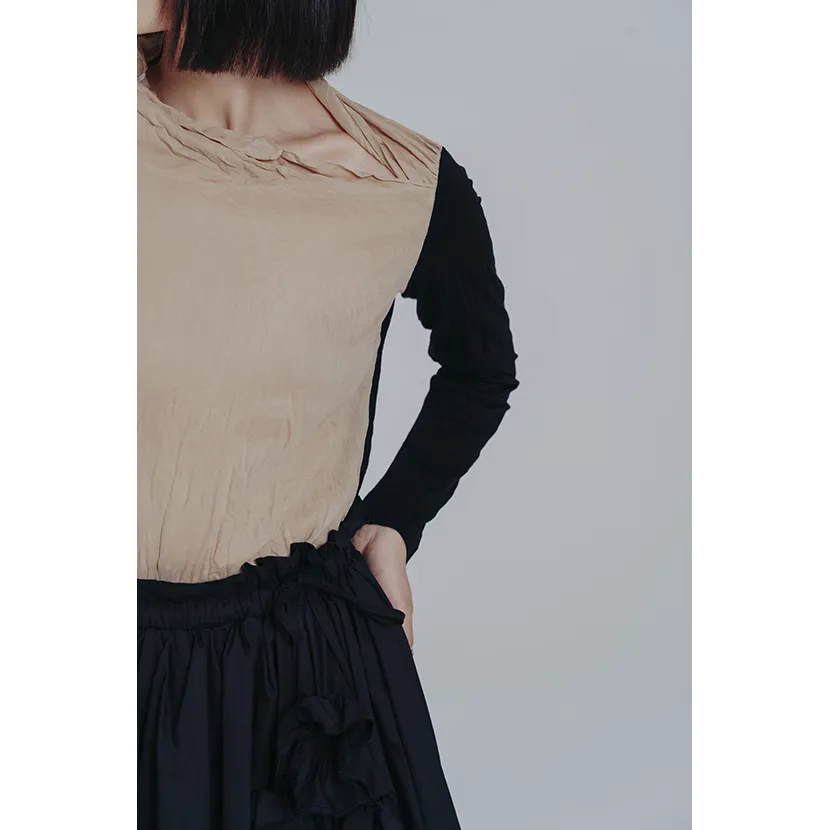 Color Block Wrinkled Shirt