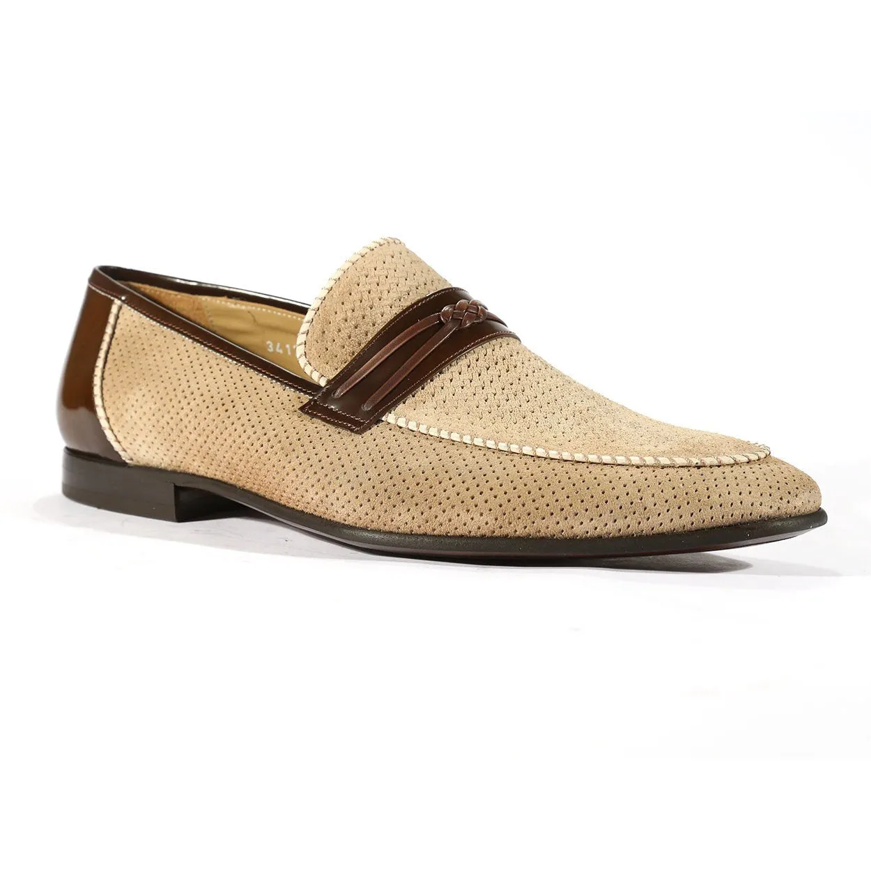 Corrente 3417-HS Men's Designer Shoes Taupe Texture Suede /Calf-Skin Leather Loafers (CRTS1028)