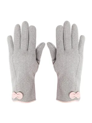 FabSeasons Slim Grey Winter Gloves for Women: Velvet Lining, Touchscreen Index Finger, Smooth Driving/Riding