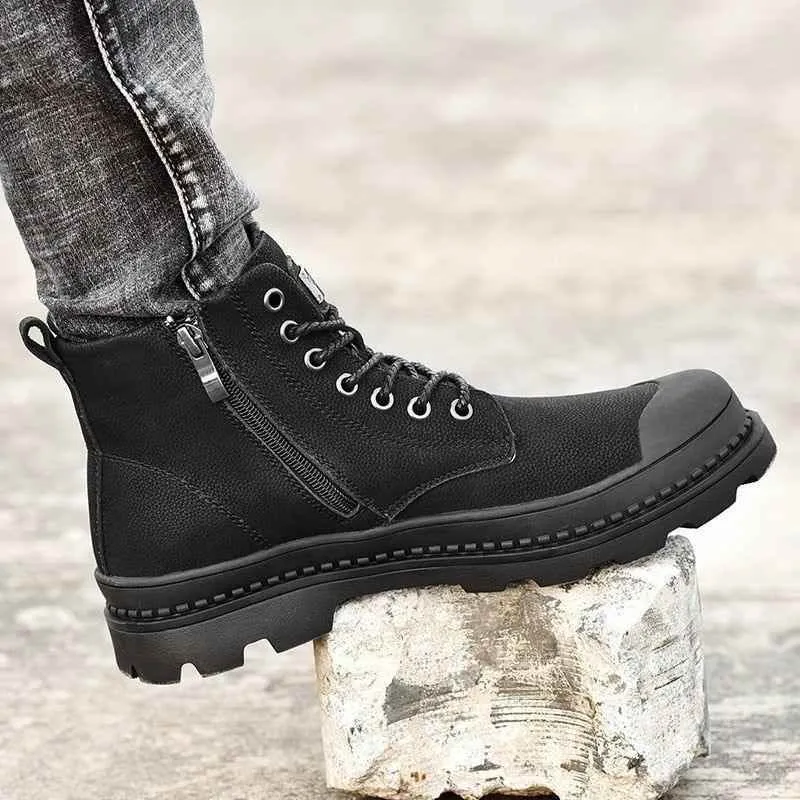 Fashion Business Men's Casual Shoes Lace Up Black Ankle Boots JOS0132