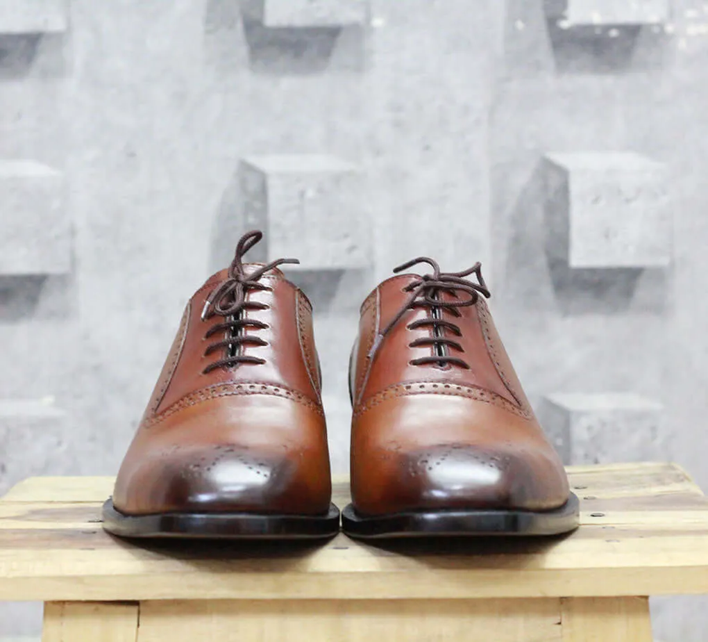 Handmade Men's Brown Brogue Leather Lace Up Shoes, Men Designer Dress Formal Luxury Shoes
