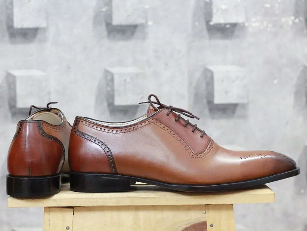 Handmade Men's Brown Brogue Leather Lace Up Shoes, Men Designer Dress Formal Luxury Shoes