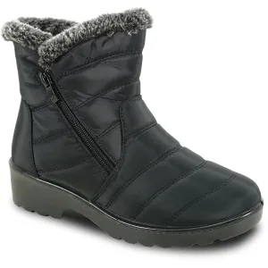 KOZI Women Winter Fur Boot NANCY-3 Ankle Casual Boot Black - with Ice Cleat Outsole