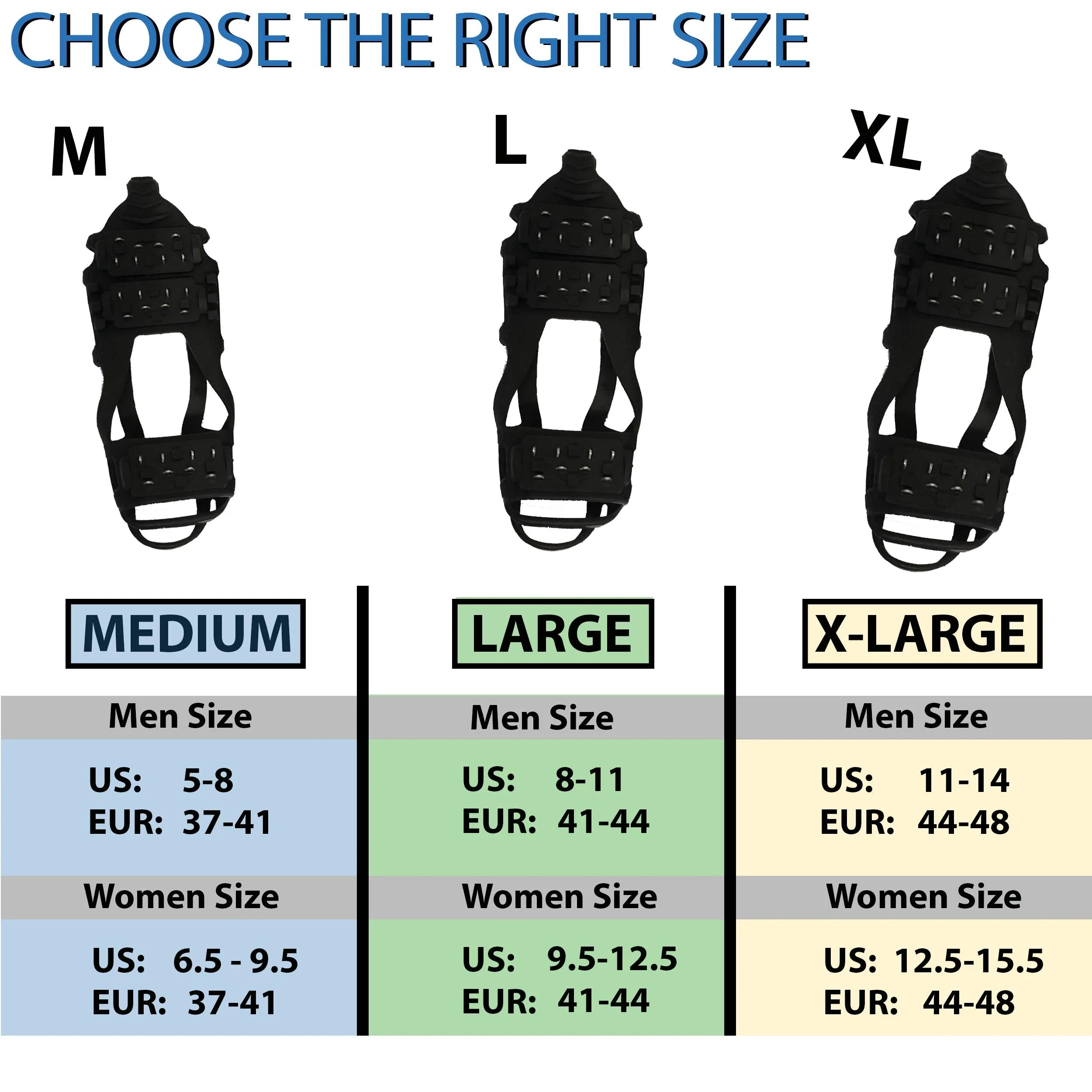 Limm Crampons Ice Traction Cleats XLarge - Lightweight Snow Cleats for Walking on Snow & Ice - Anti Slip Shoe Grips Quickly & Easily Over Footwear - Portable Ice Grippers for Shoes & Boots