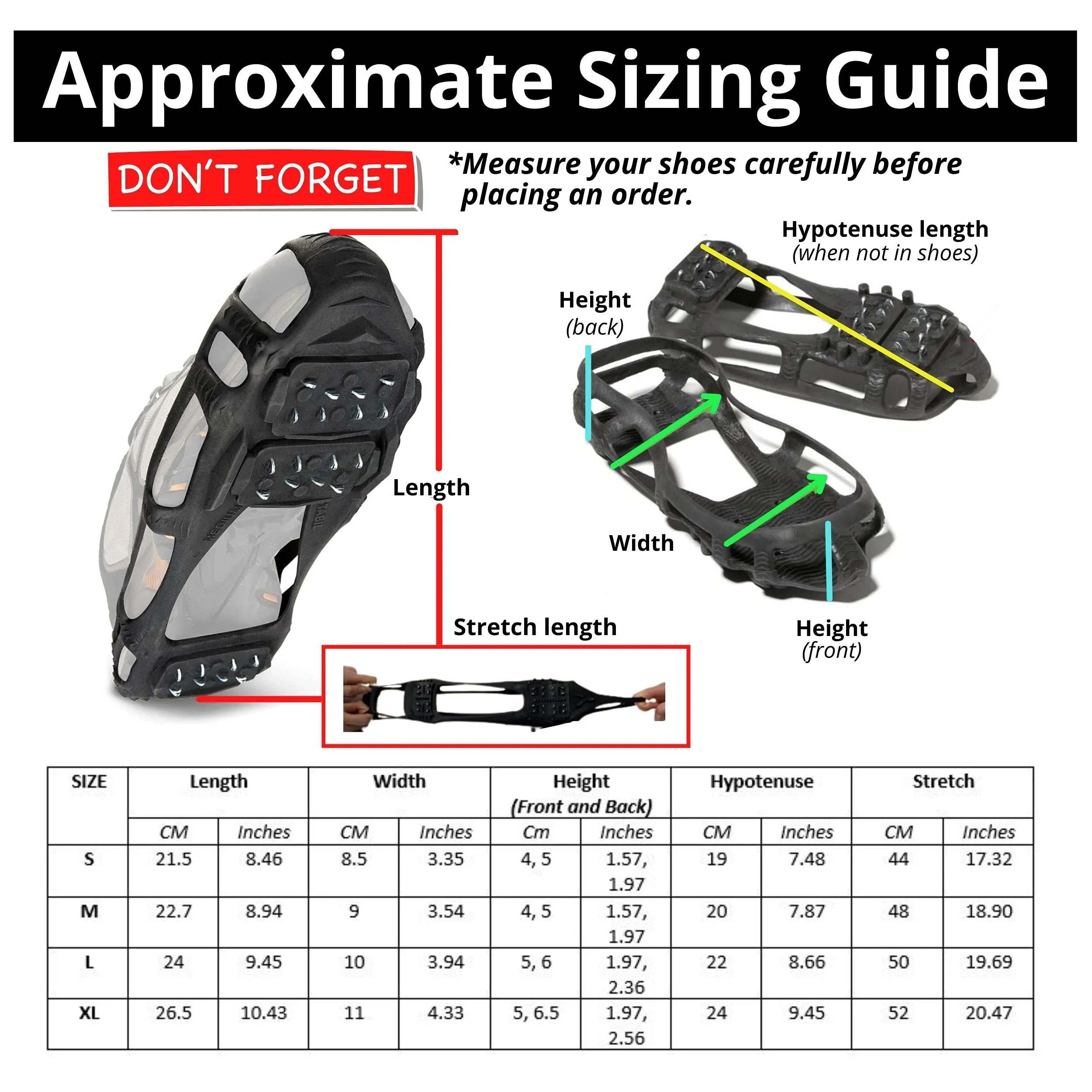 Limm Crampons Ice Traction Cleats XLarge - Lightweight Snow Cleats for Walking on Snow & Ice - Anti Slip Shoe Grips Quickly & Easily Over Footwear - Portable Ice Grippers for Shoes & Boots