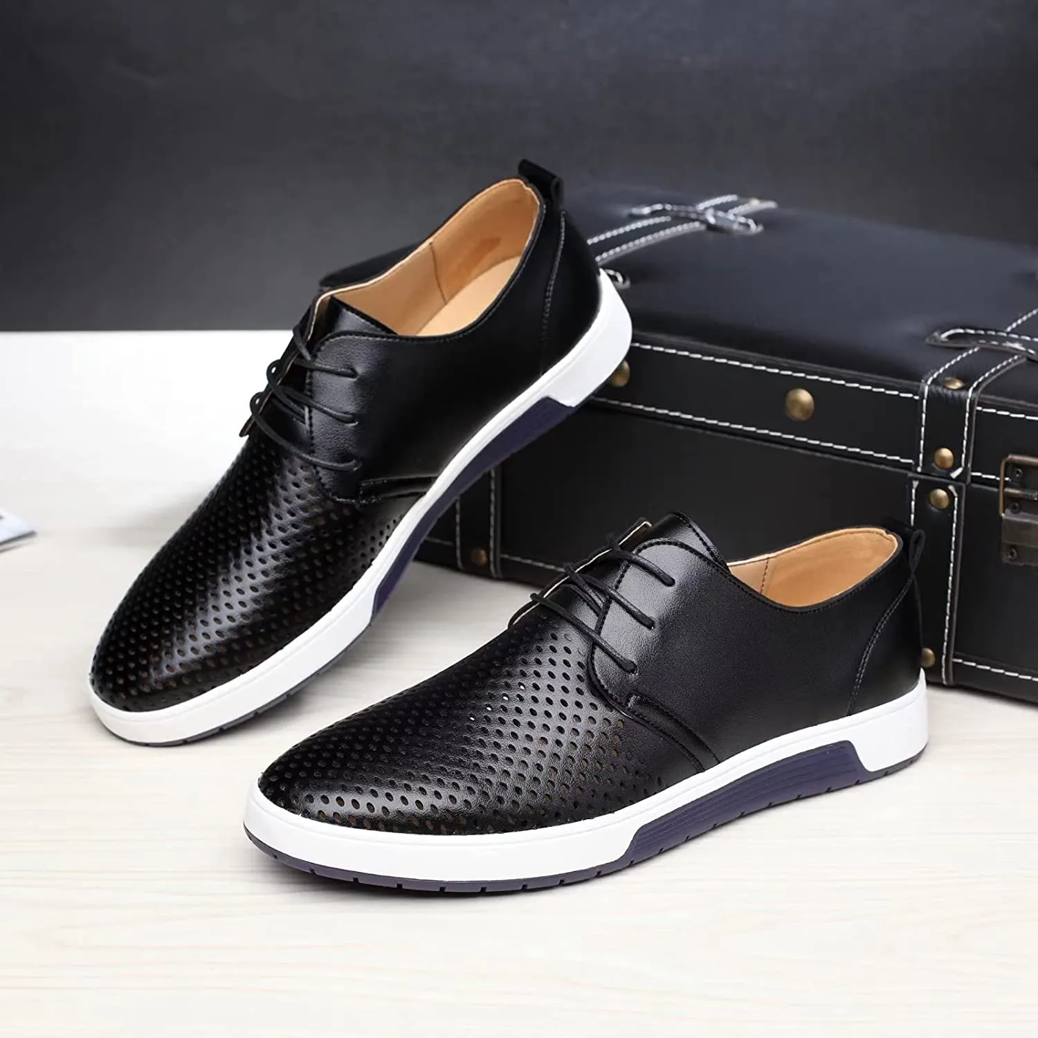 Men's Black Lace-Up Casual Oxford Dress Shoes