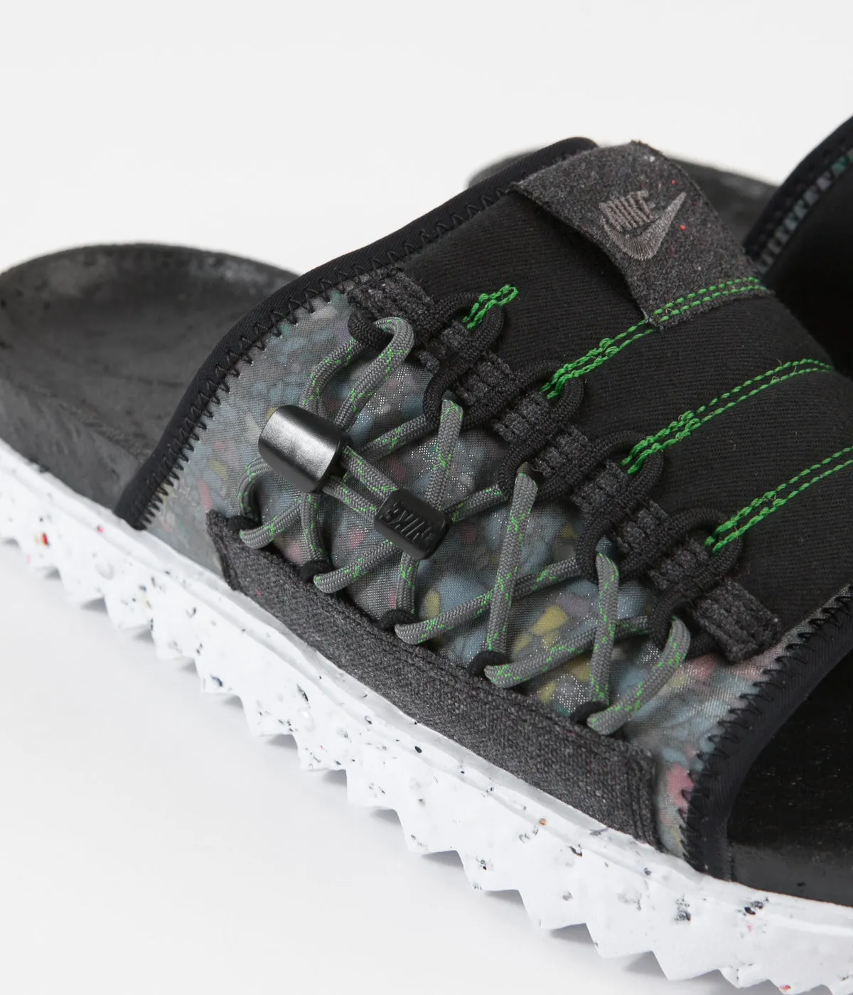 Nike Asuna Crater Slides - Black / Iron Grey - White - Mean Green