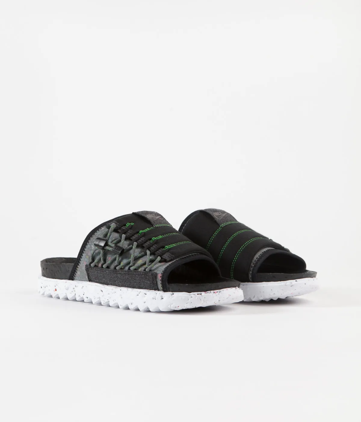 Nike Asuna Crater Slides - Black / Iron Grey - White - Mean Green