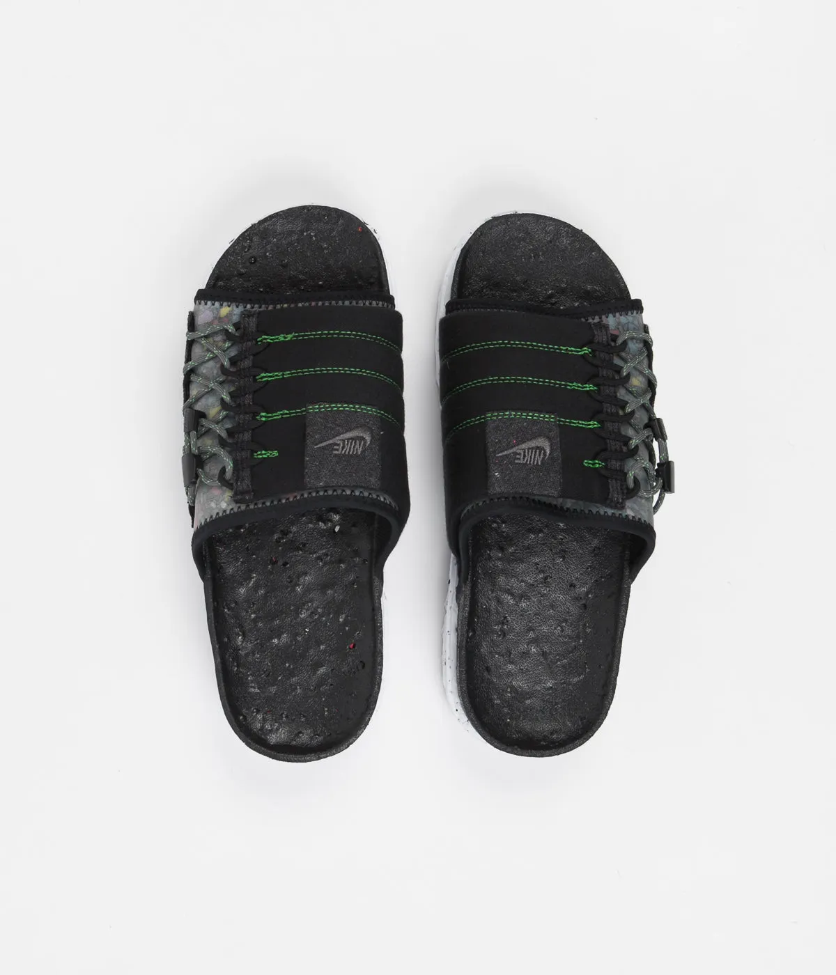 Nike Asuna Crater Slides - Black / Iron Grey - White - Mean Green