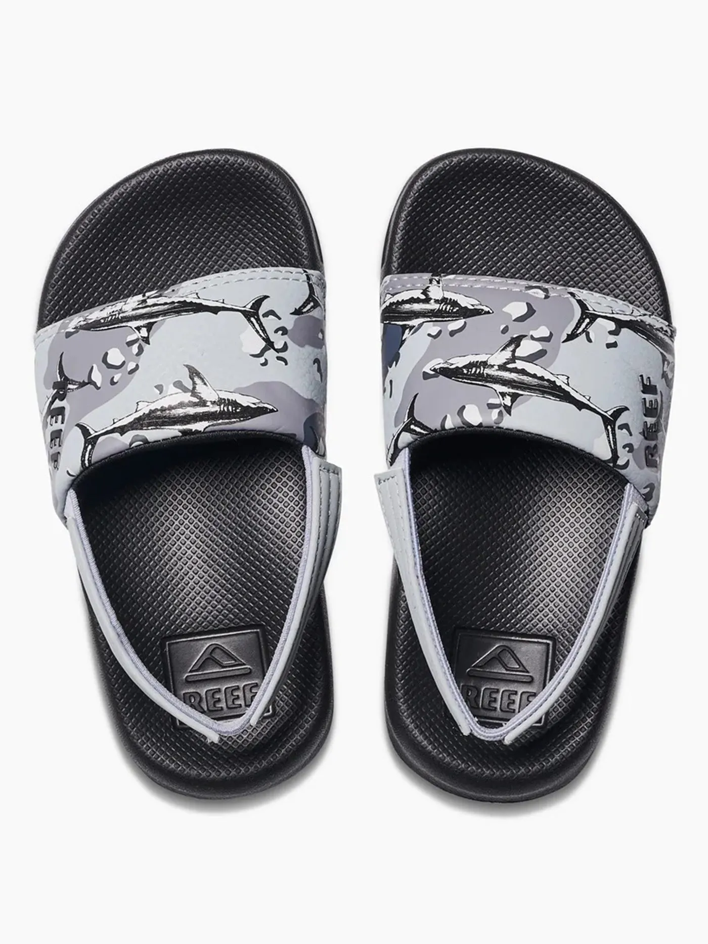 One Slide Grey Camo Shark Sandals (Little Kids)