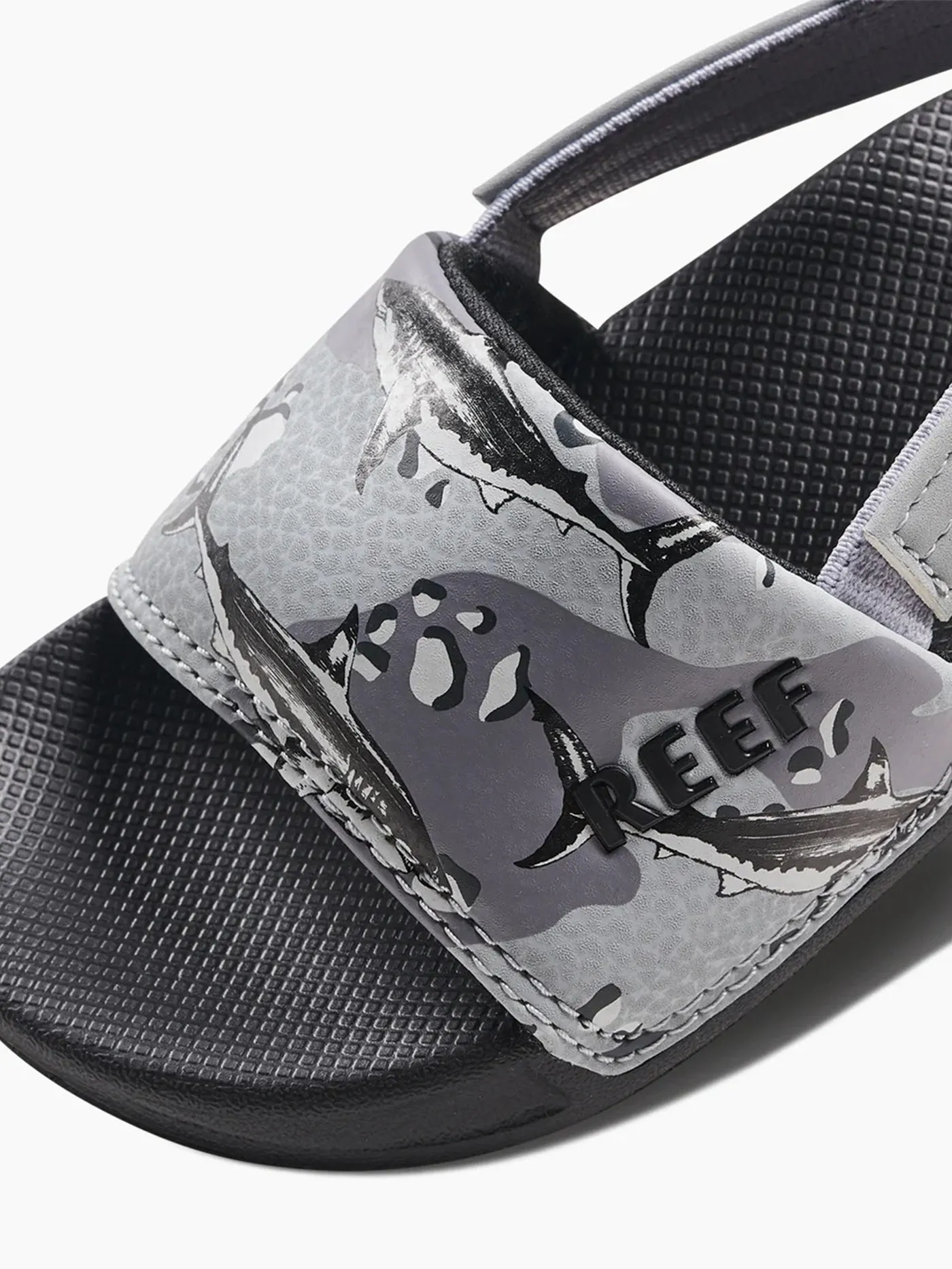 One Slide Grey Camo Shark Sandals (Little Kids)