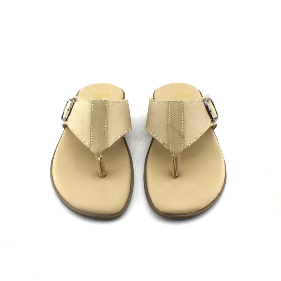 Pierre Gounin Leather Slides Cream