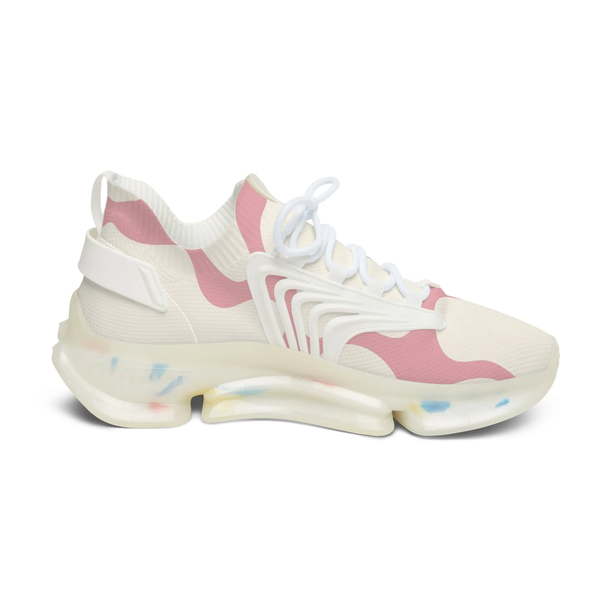 Pink Cow Pattern Women's Mesh Sneakers
