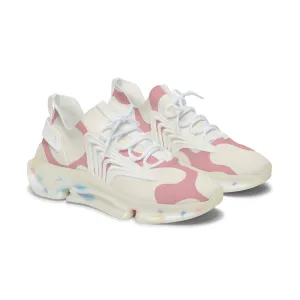 Pink Cow Pattern Women's Mesh Sneakers