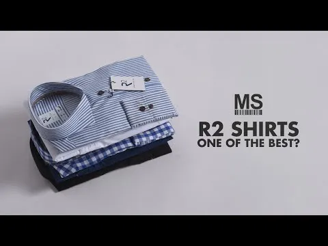 R2 Hidden Button Down Navy Stripe Shirt