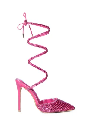 RISS-FUCHSIA CRYSTAL ANKLE WRAP PUMP