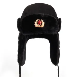 Russian Soviet Army Military Badge Bomber Hat
