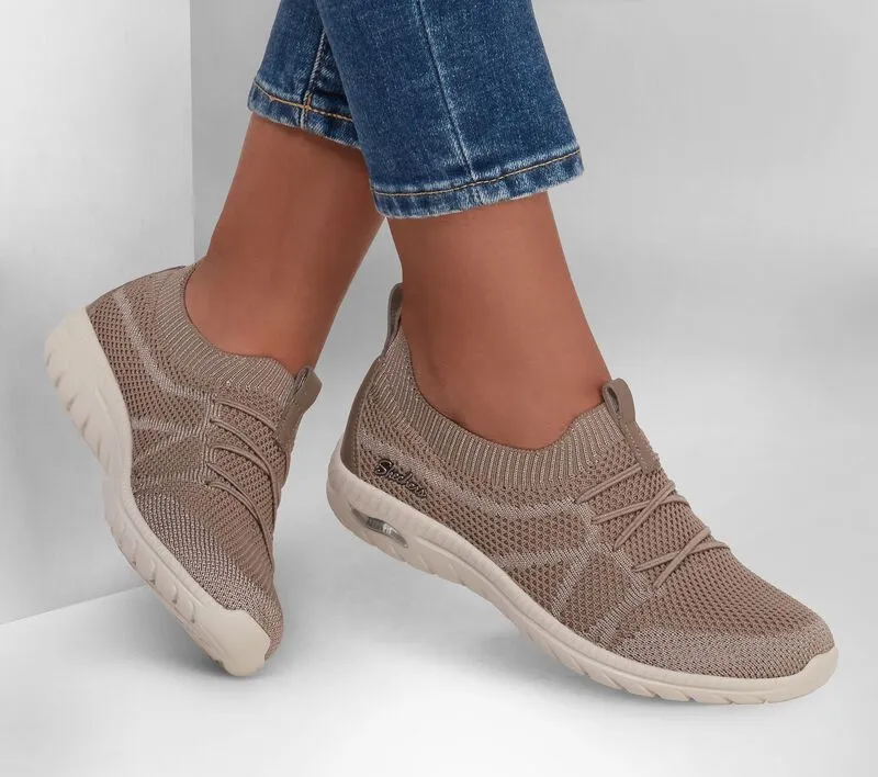 Skechers Arch Fit Flex Charcoal/Grey Breathable Mesh Slip On Rounded Toe Sneaker